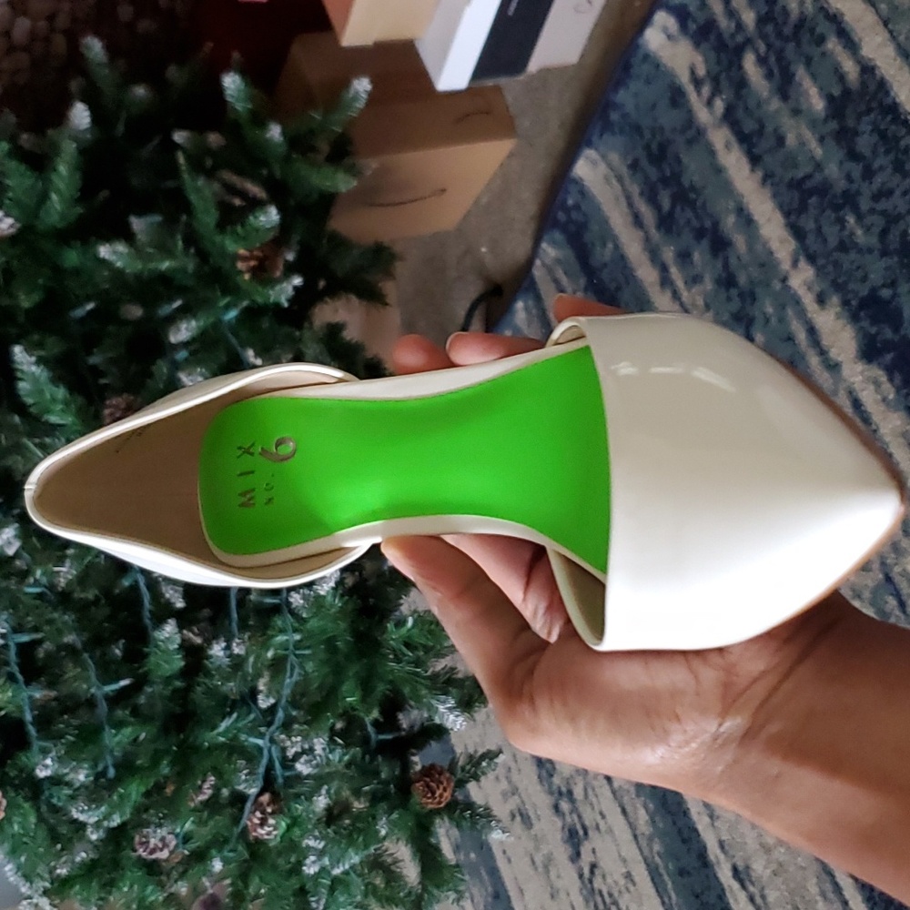 White patented heels